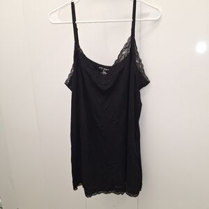 Lane Bryant Black Sleeveless Camisole Lace Trim Tank Top